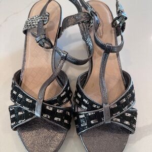 Elliott Lucca Silver and Black Sandals